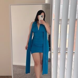 Vintage Moda International (Victoria's Secret) Convertible Ruched Dress - Teal